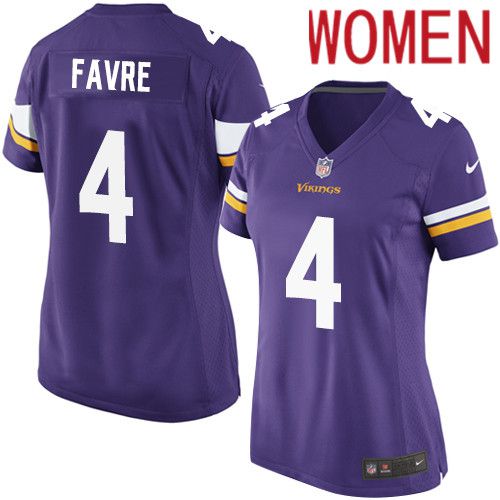 Women Minnesota Vikings 4 Brett Favre Nike Purple Game Player NFL Jersey